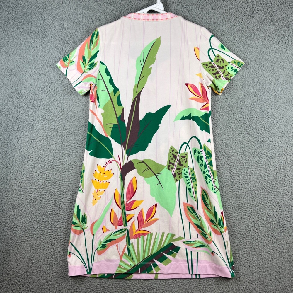 Spartina 449 Women Medium Tropical Floral Tassel Shift Dress Pink Green Cotton - Picture 5 of 11